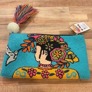 Pom-Pom Clutch - Turquoise & Multicolor NEVER OPENED. Made in Cartagena.